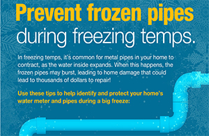 Prevent frozen pipes during freezing temps