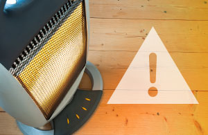 Portable heater and warning symbol